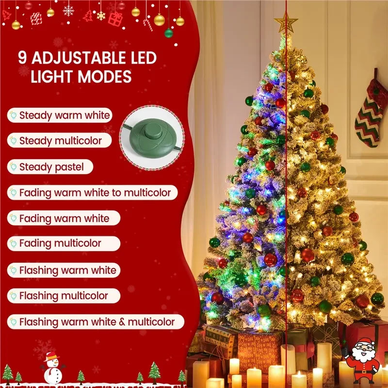 Pre-Lit Snow Flocked Christmas Tree